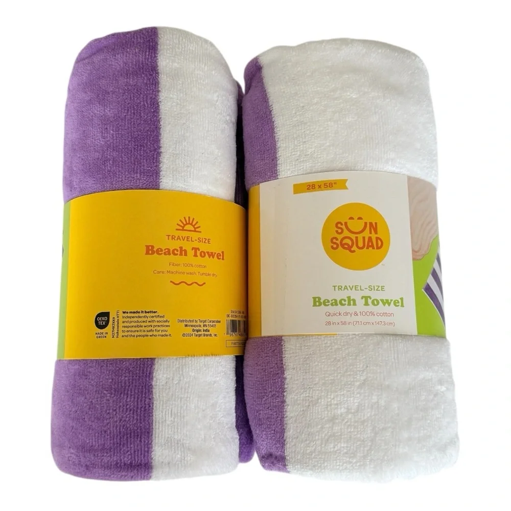 Travel Size Beach Towels Two Purple Sun Squad